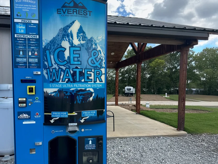 The ice and filtered water machine beside the pavilion at Belle Pointe